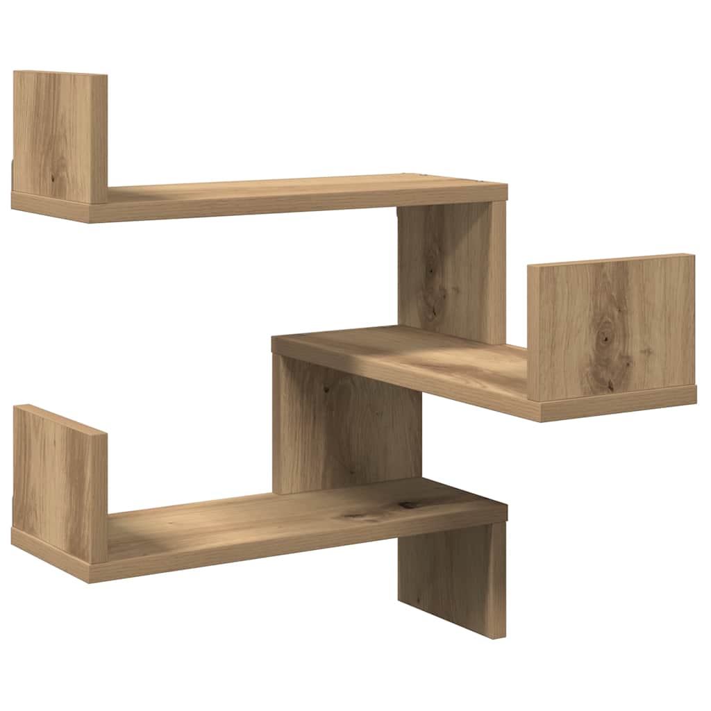 Γωνιακά ράφια τοίχου 2 τεμάχια Artisan Oak 40x40x49,5 cm - Pakobazaar