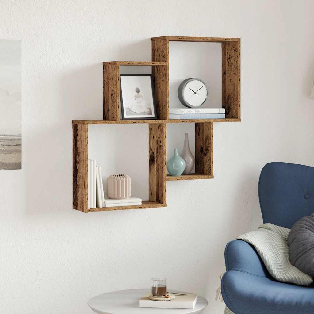 Ράφι τοίχου Παλιό ξύλο 80x15x78,5 cm Κατασκευασμένο ξύλο