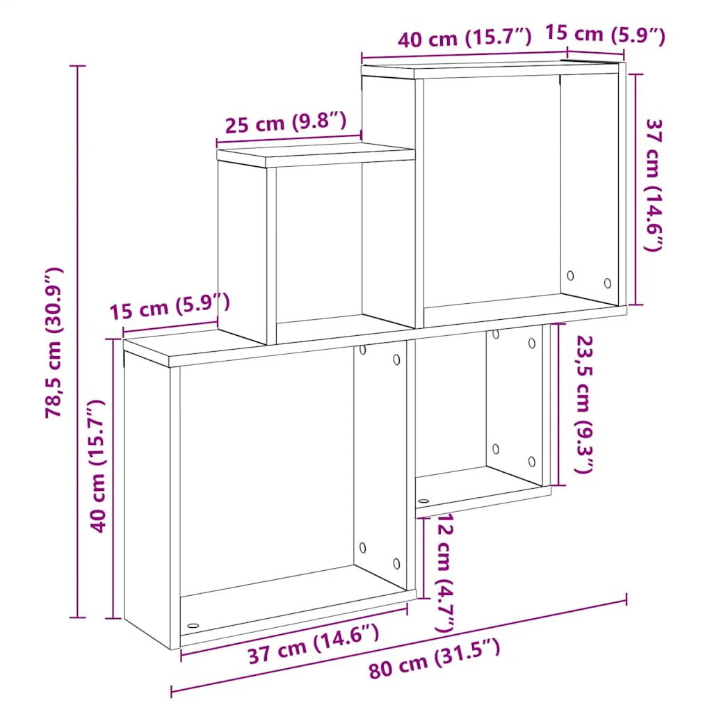 Ράφι τοίχου Artisan Oak 80x15x78,5 cm Κατασκευασμένο ξύλο