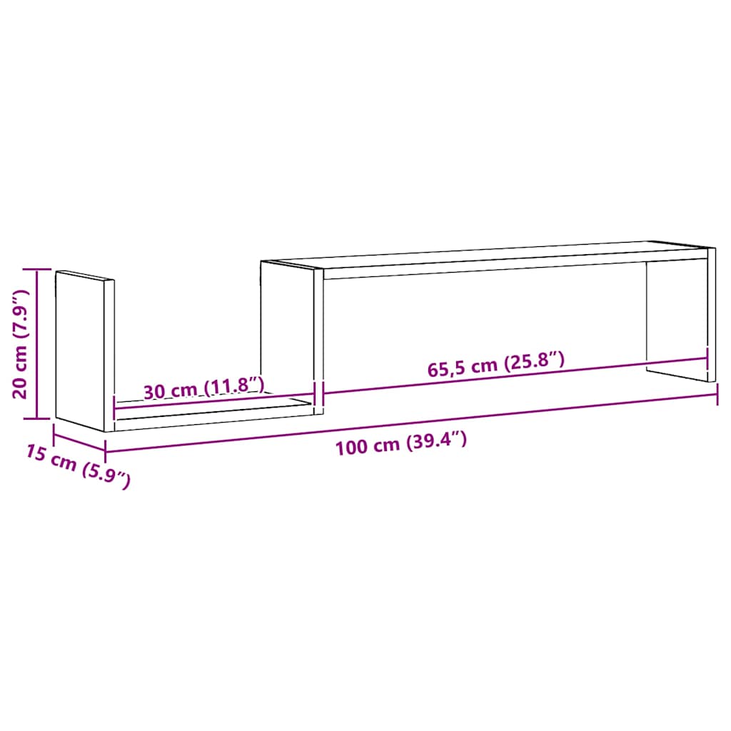 Ραφιέρες Τοίχου 2 τεμ. Αρτισιανή Δρυς 100x15x20εκ. Επεξεργ Ξύλο