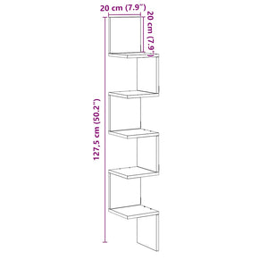 Γωνιακή Ραφιέρα Τοίχου Παλιό Ξύλο 20x20x127,5 εκ. Μοριοσανίδα