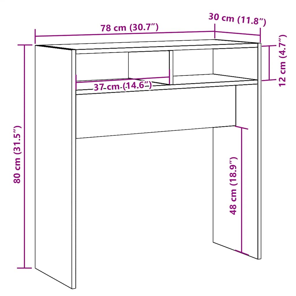 Τραπέζι Κονσόλα Αρτισιανή Δρυς 78x30x80 εκ Επεξεργασμένο Ξύλο