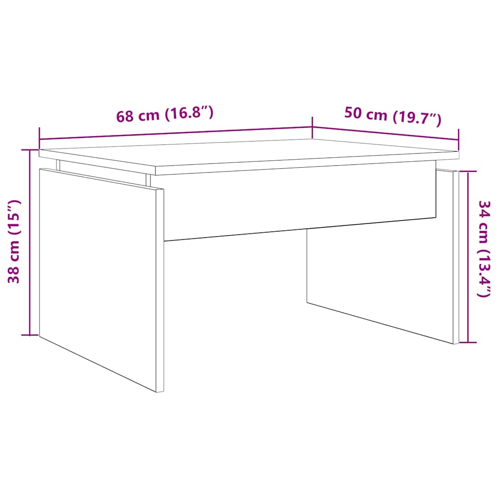 Τραπεζάκι Σαλονιού τεχνίτης Δρυς 68x50x38 εκ Επεξεργασμένο Ξύλο - Pakobazaar