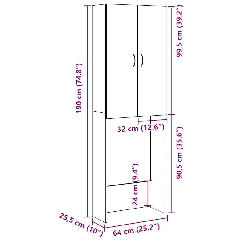 Ντουλάπι Πλυντηρίου τεχνίτης Δρυς 64 x 25,5 x 190 εκ. - Pakobazaar