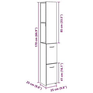 Ντουλάπι μπάνιου Δρυς τεχνίτης 25x25x170 cm Κατασκευασμένο ξύλο - Pakobazaar