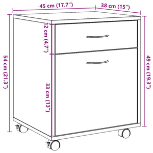 Τροχήλατο ντουλάπι παλιού ξύλου 45x38x54 cm Ξύλο μηχανής
