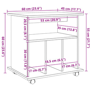 Ντουλάπι Τροχήλατο Παλιό Ξύλο 60 x 45 x 60 εκ. από Μοριοσανίδα