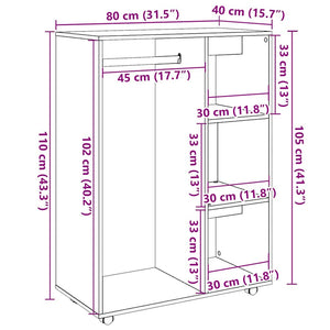 Ντουλάπα Παλιό Ξύλο 80 x 40 x 110 εκ. από Μοριοσανίδα
