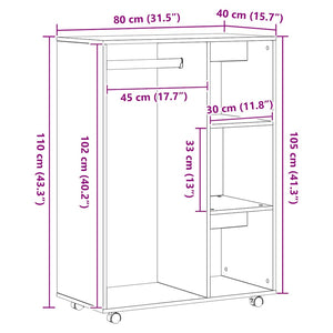 Ντουλάπα Τεχνίτης Δρυς 80x40x110 εκ Επεξεργασμένο Ξύλο - Pakobazaar