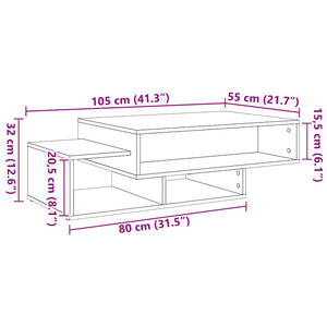 Τραπεζάκι Σαλονιού Artisan Δρυς 105x55x32 εκ Επεξεργασμένο Ξύλο - Pakobazaar