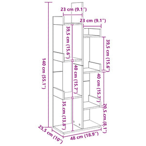Βιβλιοθήκη Αρτισιανή Δρυς 48x25,5x140 εκ. Επεξεργ. Ξύλο - Pakobazaar