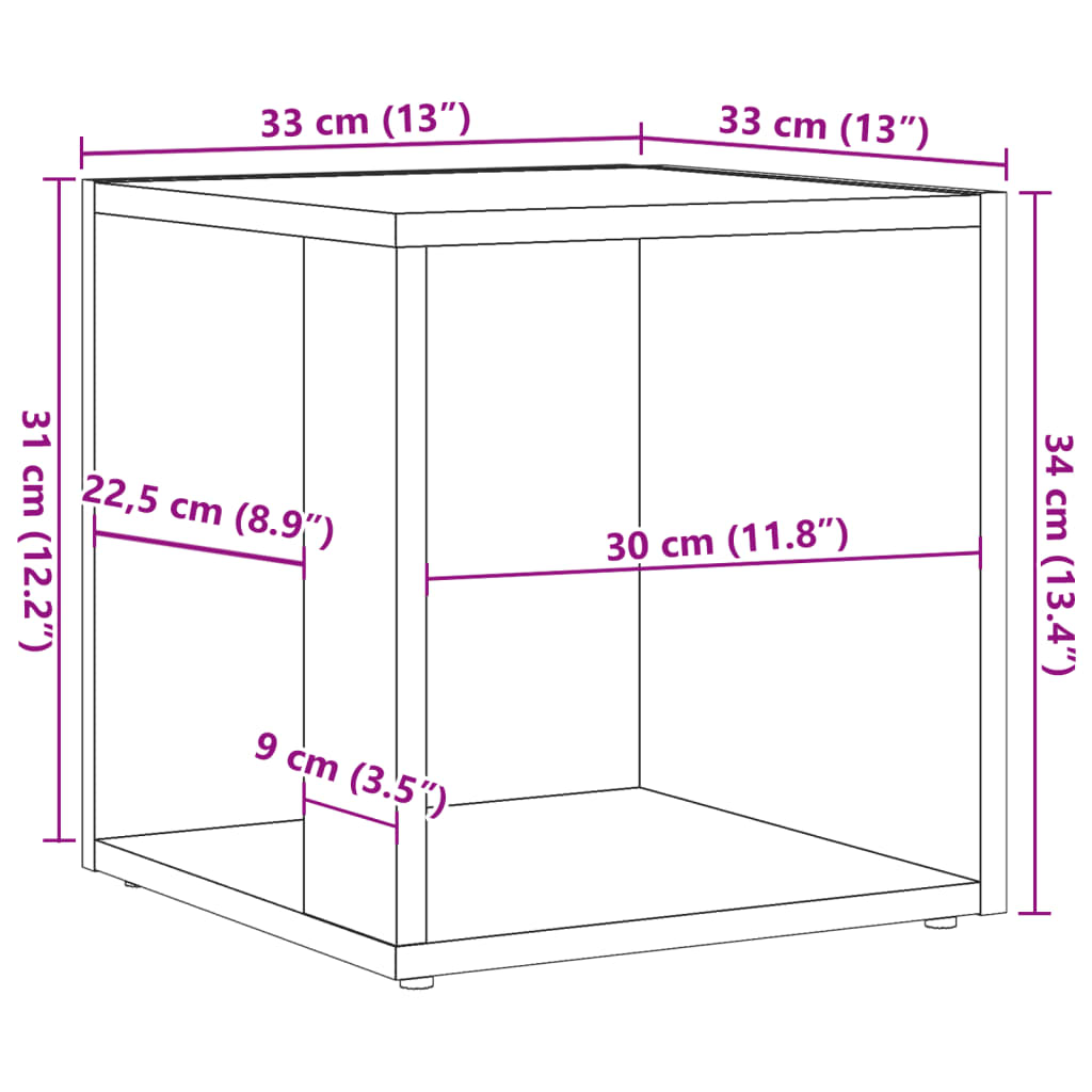 Τραπέζι Βοηθητικό Παλαιό Ξύλο 33x33x34 εκ. από Επεξ. Ξύλο