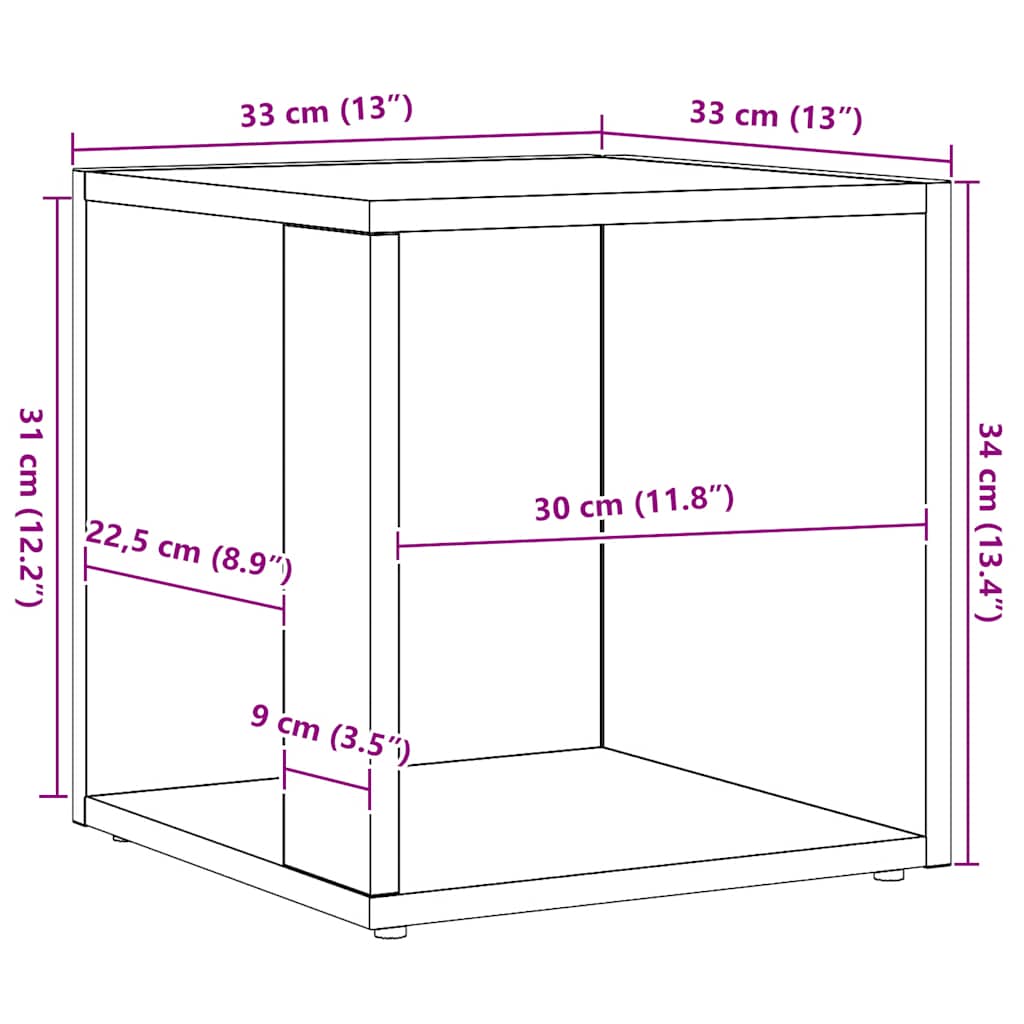 Βοηθητικό Τραπέζι Αρτισιανή Δρυς 33x33x34 εκ. Επεξ. Ξύλο