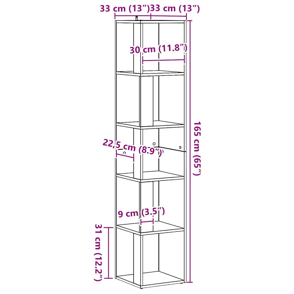Γωνιακό ντουλάπι Artisan Oak 33x33x165 cm Κατασκευασμένο ξύλο - Pakobazaar