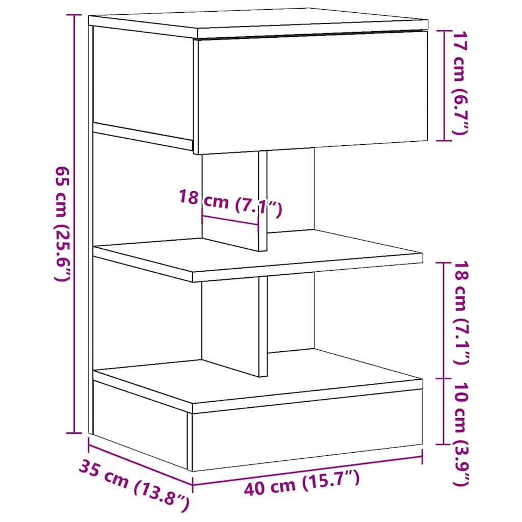 ντουλάπι κομοδίνου Παλιό ξύλο 40x35x65 cm Κατασκευασμένο ξύλο