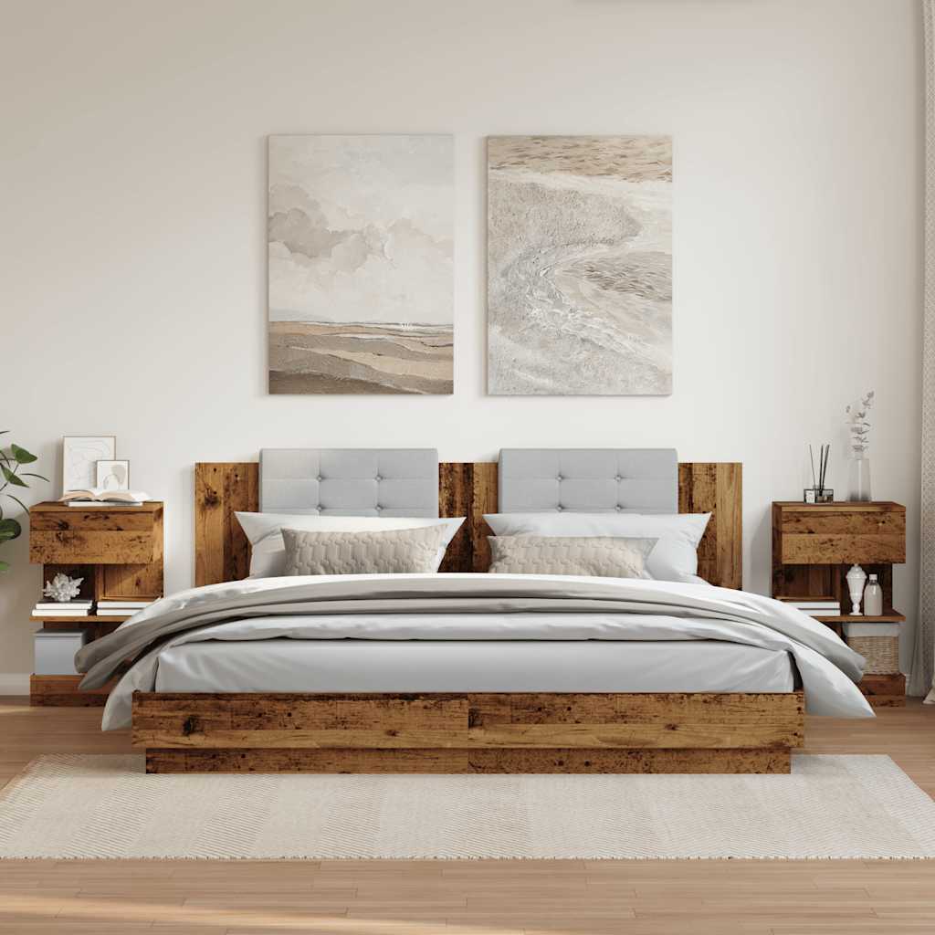 Κομοδίνα 2 τεμάχια Παλιό ξύλο 40x35x65 cm Κατασκευασμένο ξύλο
