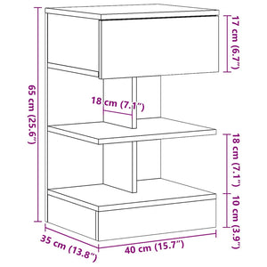 Κομοδίνα 2 τεμάχια Παλιό ξύλο 40x35x65 cm Κατασκευασμένο ξύλο
