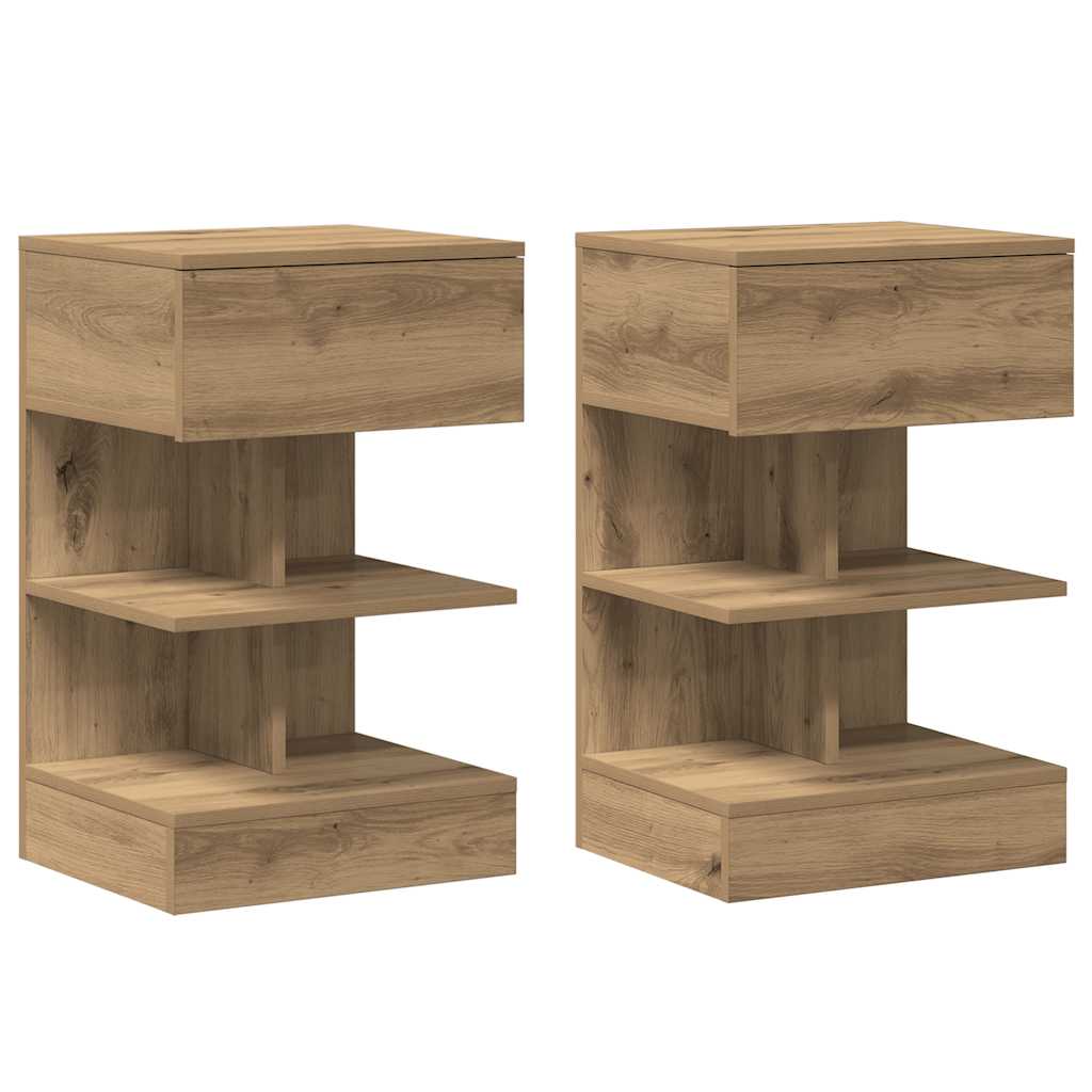 Κομοδίνα 2 τεμάχια Artisan Oak 40x35x65 cm Κατασκευασμένο ξύλο