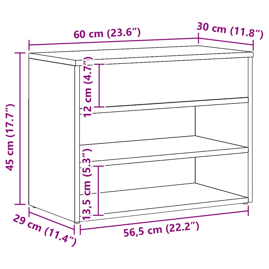 Πάγκος Παπουτσιών τεχνίτης Δρυς 60x30x45 εκ. Επεξεργασμένο Ξύλο - Pakobazaar