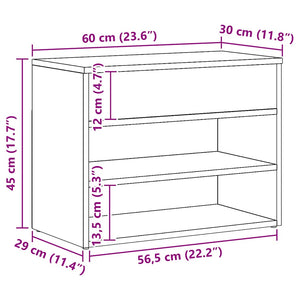 Πάγκος Παπουτσιών τεχνίτης Δρυς 60x30x45 εκ. Επεξεργασμένο Ξύλο - Pakobazaar