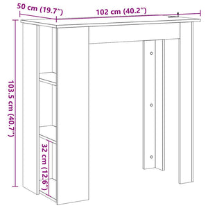 Τραπέζι Κονσόλα με Ράφι Παλιό Ξύλο 102x50x103,5εκ Επεξεργ. Ξύλο - Pakobazaar