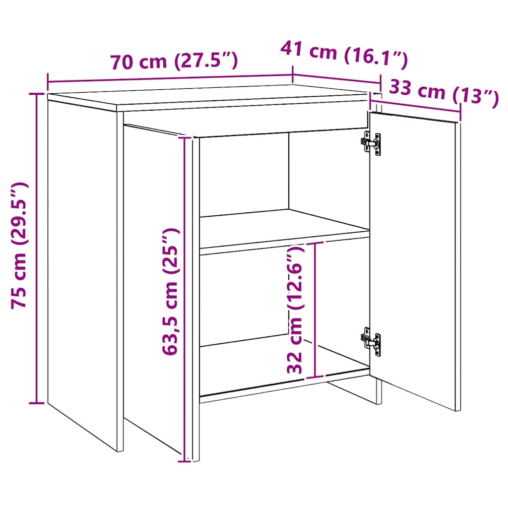 Μπουφές Artisan Δρυς 70x41x75 εκ. από Επεξεργασμένο Ξύλο - Pakobazaar