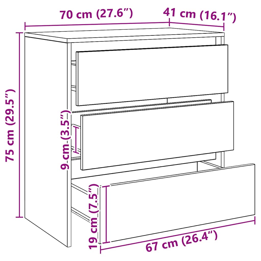 Μπουφές Artisan Δρυς 70x41x75 εκ. από Επεξεργασμένο Ξύλο - Pakobazaar