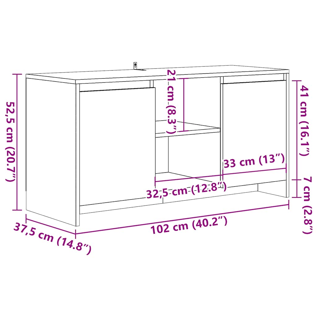 Έπιπλο Τηλεόρασης Παλιό Ξύλο 102x37,5x52,5 εκ. Επεξεργ. Ξύλο - Pakobazaar