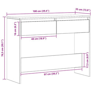 Τραπέζι Κονσόλα Αρτισιανή Δρυς 100x35x76,5εκ Επεξεργασμένο Ξύλο - Pakobazaar