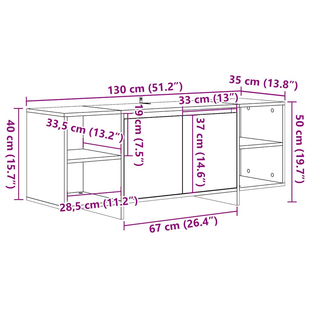 Έπιπλο Τηλεόρασης Παλιό Ξύλο 130x35x50 εκ. από Μοριοσανίδα