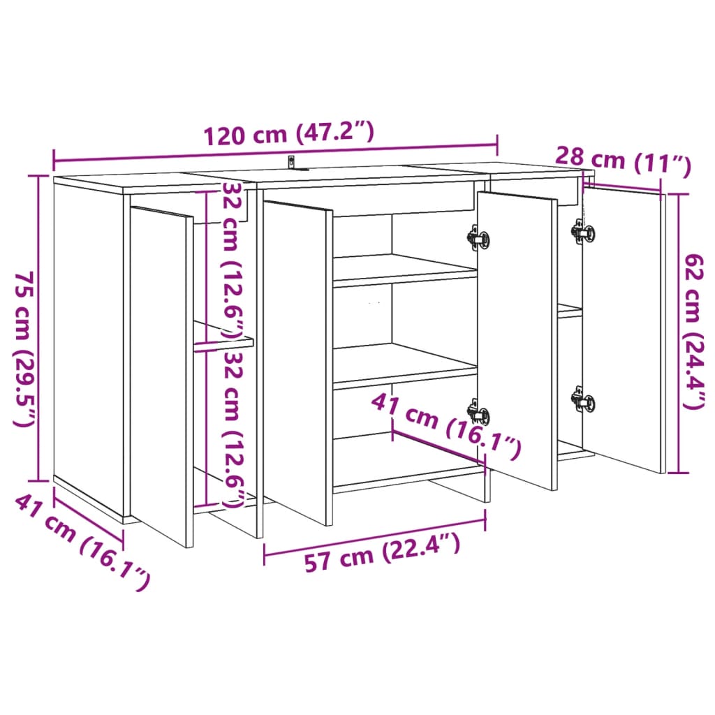 Σκευοθήκη Παλιό ξύλο 120x41x75 cm Ξύλο μηχανής