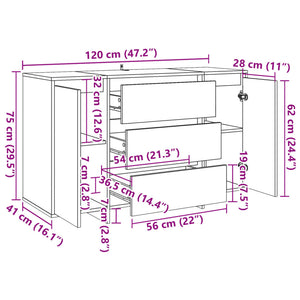 Σκευοθήκη Παλιό ξύλο 120x41x75 cm Ξύλο μηχανής