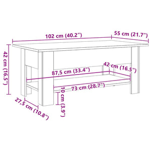 Τραπεζάκι Σαλονιού Αρτισιανή Δρυς 102x55x42εκ. Επεξ. Ξύλο