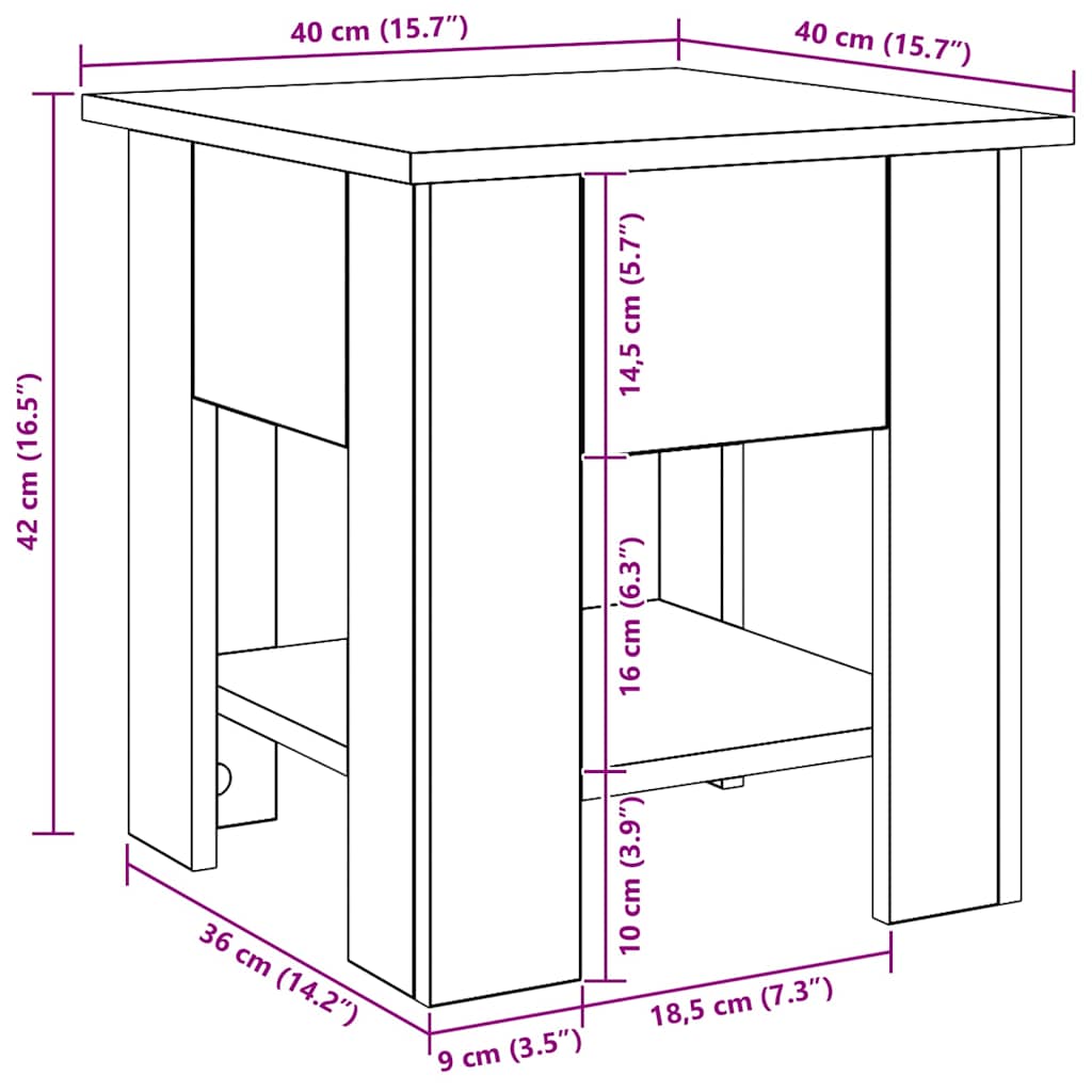 Τραπεζάκι σαλονιού Artisan Oak 40x40x42 cm Κατασκευασμένο ξύλο - Pakobazaar