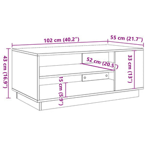 Τραπεζάκι σαλονιού Παλιό ξύλο 102x55x43 cm Κατασκευασμένο ξύλο - Pakobazaar