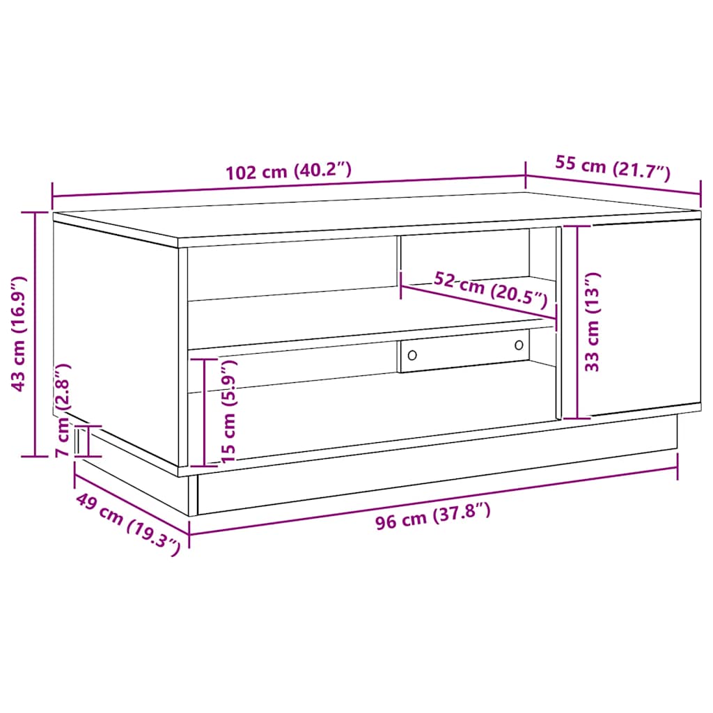 Τραπεζάκι σαλονιού Artisan Oak 102x55x43 cm Κατασκευασμένο ξύλο
