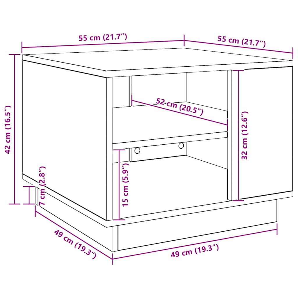 Τραπεζάκι σαλονιού Artisan Oak 55x55x42 cm Κατασκευασμένο ξύλο - Pakobazaar