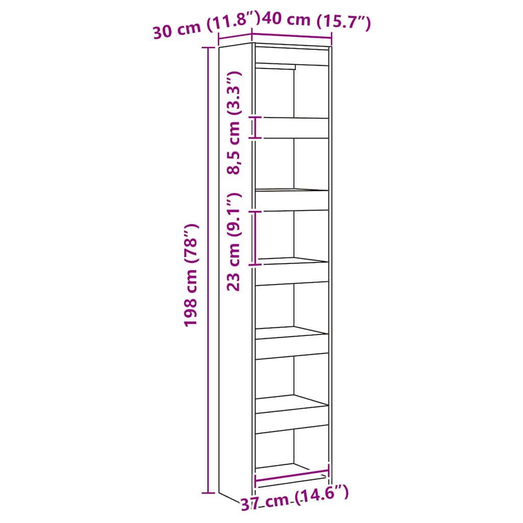 Ντουλάπι βιβλίων/διαχωριστικό δωματίου Artisan Oak 40x30x198 cm - Pakobazaar