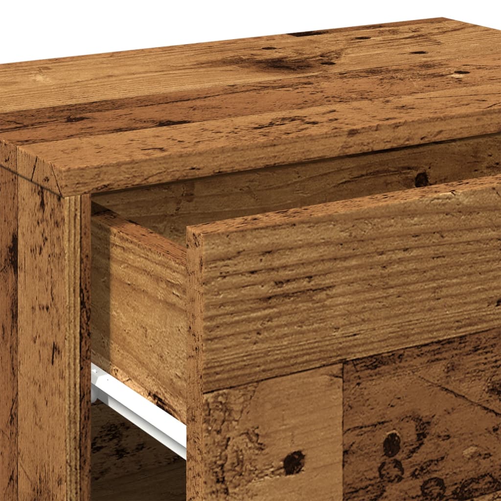 Κομοδίνα Επιτοίχια 2 Τεμ. Όψη Παλαιού Ξύλου