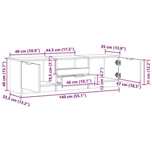 Έπιπλο Τηλεόρασης Χειροποίητο Δρυς 140x35x40 εκ. από Τεχνητό Ξύλο