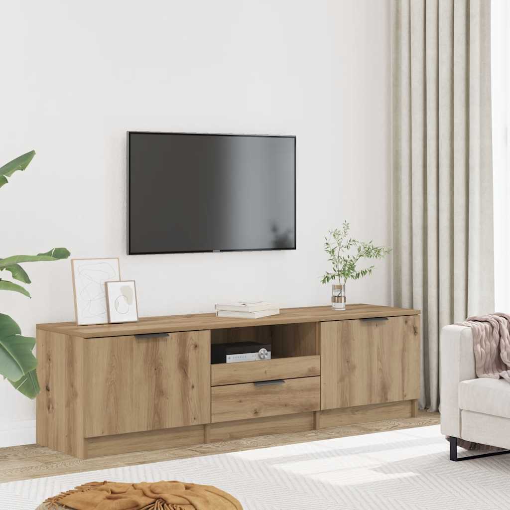 Έπιπλο Τηλεόρασης Χειροποίητο Δρυς 140x35x40 εκ. από Τεχνητό Ξύλο