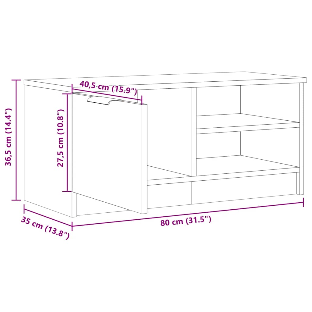 ντουλάπι τηλεόρασης  Παλιό ξύλο 80x35x36,5cm Κατασκευασμένο ξύλο - Pakobazaar