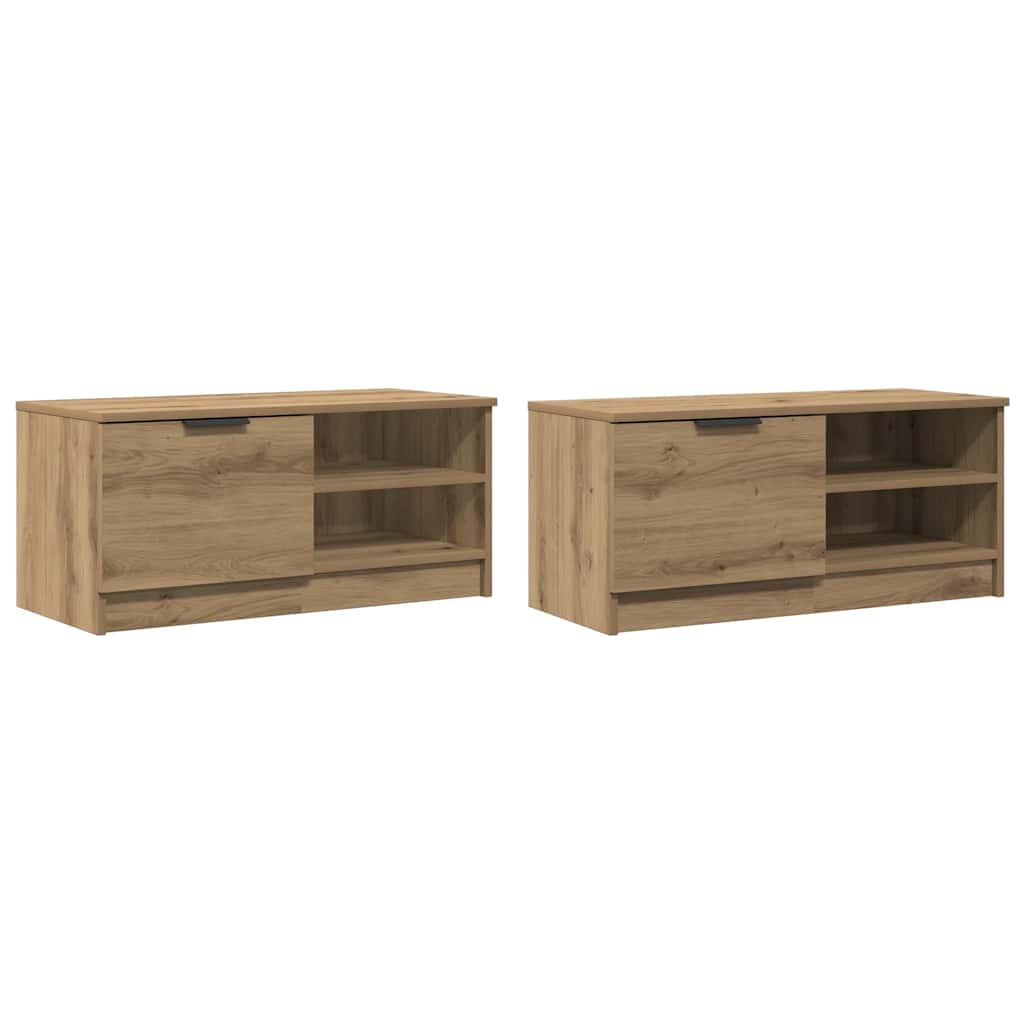 Σετ ντουλάπι τηλεόρασης 2 τεμαχίων Artisan Oak 80x35x36,5 cm - Pakobazaar
