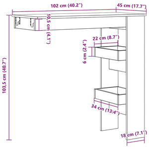 Επιτοίχιος Μπαρ Τραπέζι Παλιό Ξύλο 102x45x103,5 cm - Pakobazaar