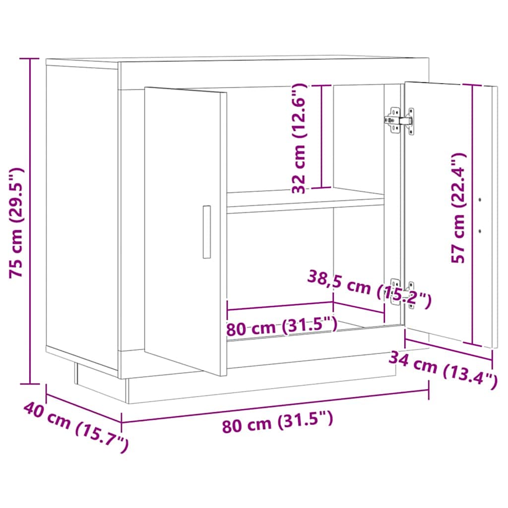 Μπουφές Τεχνίτης Δρυς 80x40x75 εκ. από Επεξεργασμένο Ξύλο