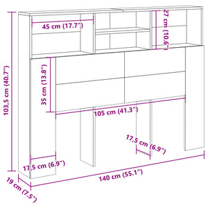 Ντουλάπι κεφαλάρι Παλιό ξύλο 140x19x103,5 cm - Pakobazaar
