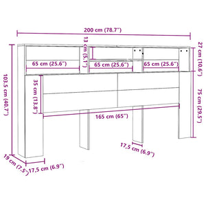 Κεφαλάρι Με Αποθηκευτικό Χώρο 200x19x103,5 εκ. Επεξ. Ξύλο - Pakobazaar