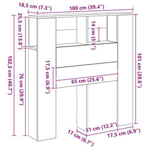 Ντουλάπι κεφαλάρι Δρυς τεχνίτης 100x18,5x102,5 cm - Pakobazaar