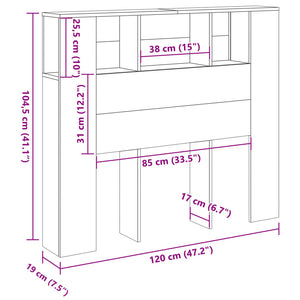 Κεφαλάρι Με Αποθηκευτικό Χώρο 120x19x104,5 εκ. Επεξ. Ξύλο