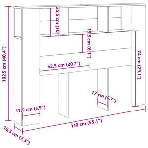 Κεφαλάρι Ντουλάπι από Τεχνητό Δρυς 140x18,5x102,5 εκ. από Τεχνητό Ξύλο - Pakobazaar